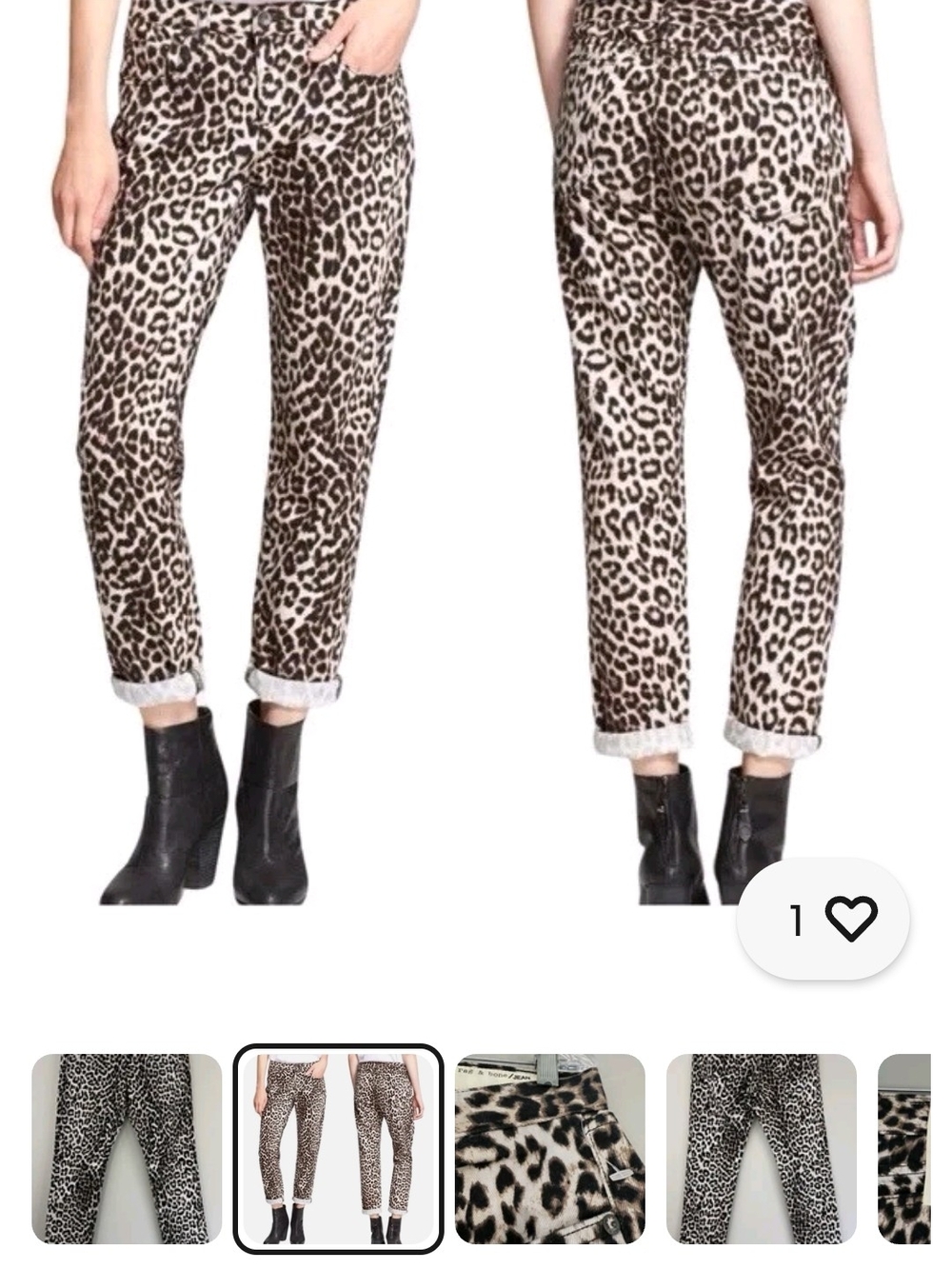 Rag & Bone Boyfriend Jean Women’s 28 (32x30) Snow Leopard Print